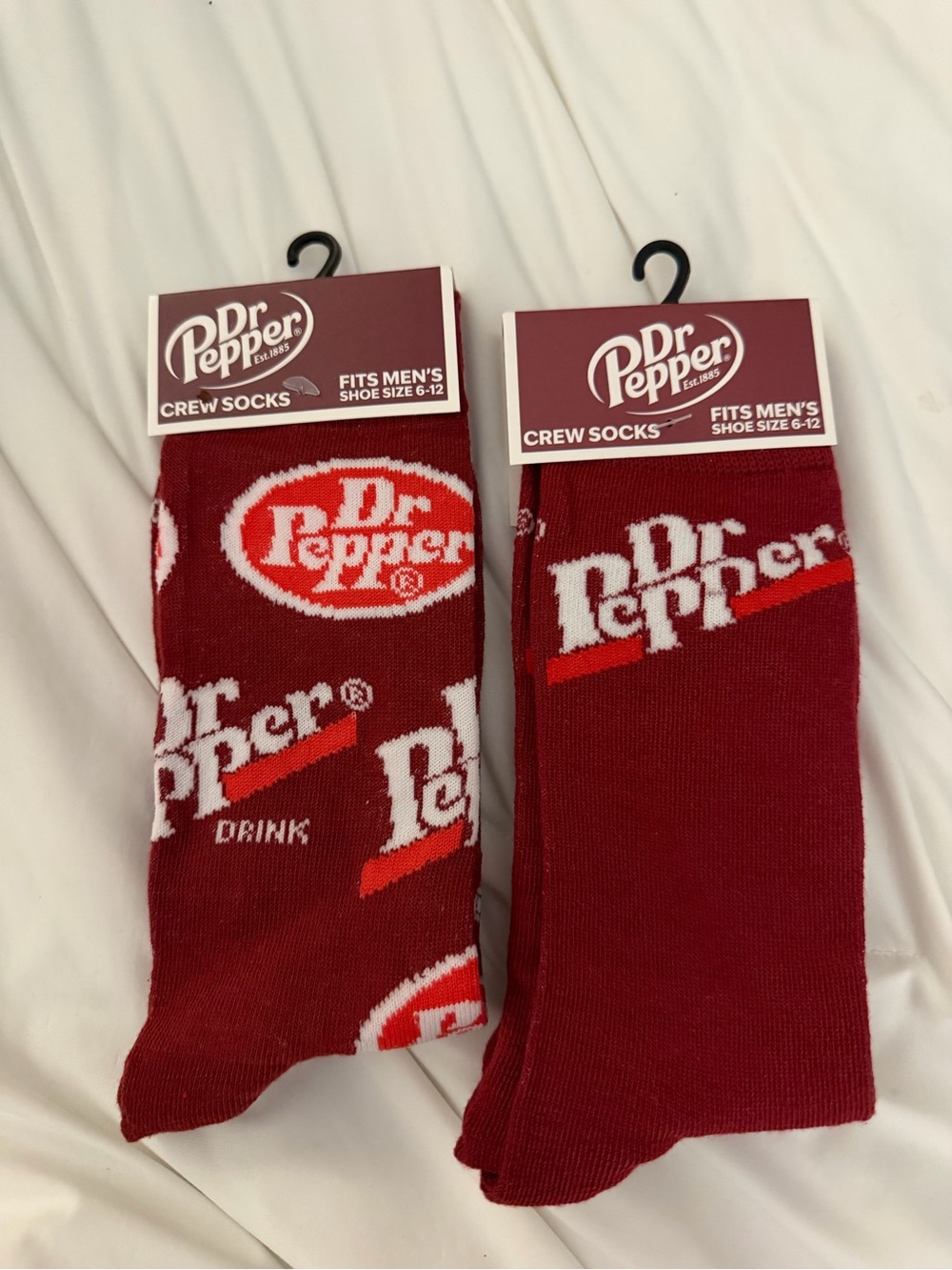 Dr Pepper Novelty Unisex Crew Socks - Maroon